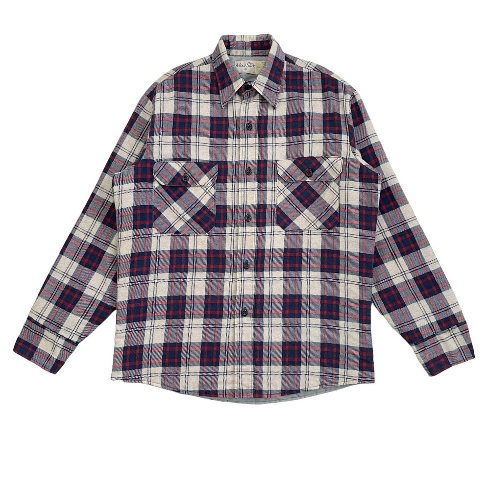 Vintage 70s 80s Men's Store Perma-Prest Quilted Flannel Button Up Shirt Medium